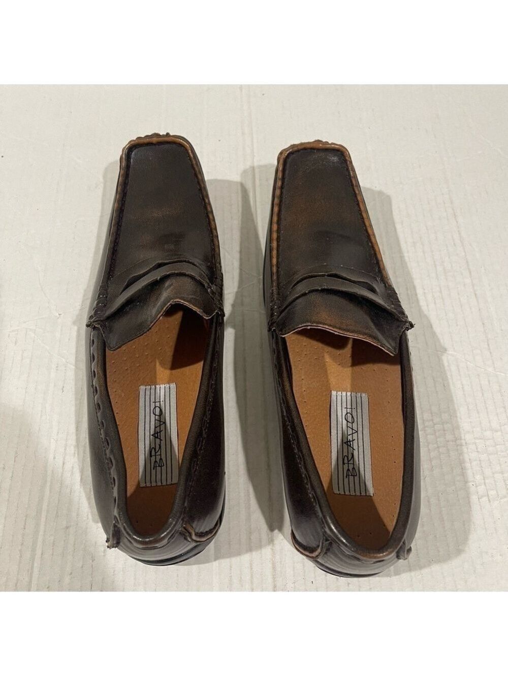 Men’s Bravo Carrera Brown Leather Slip On Oxford Size 9 US! - Picture 6 of 9